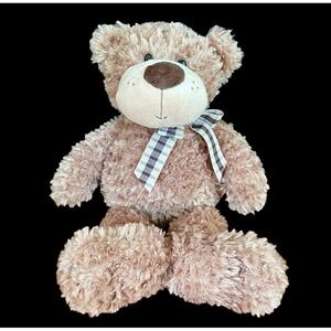 GANZ "Colton" Teddy Bear Plush Pre-Production Prototype Brown Gingham Bow RARE!